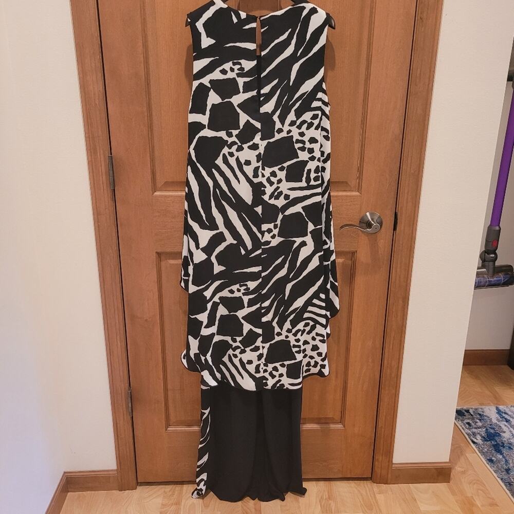 Joseph Ribkoff Jumpsuit Women's Size 8 Black‎ Vanilla Layered Flowy Animal Print - Picture 6 of 11